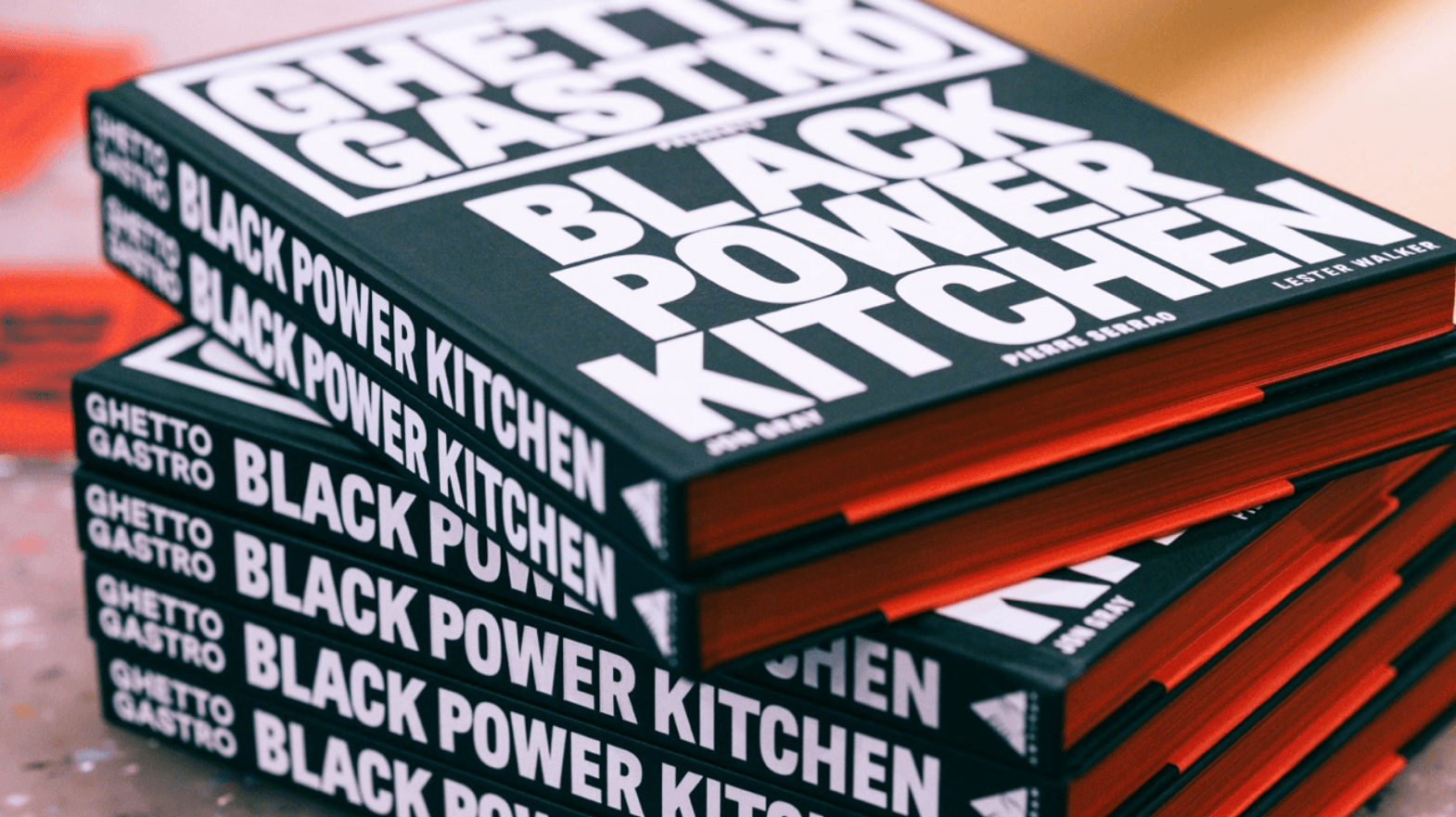 stack of six Ghetto Gastro Black Power Kitchen books