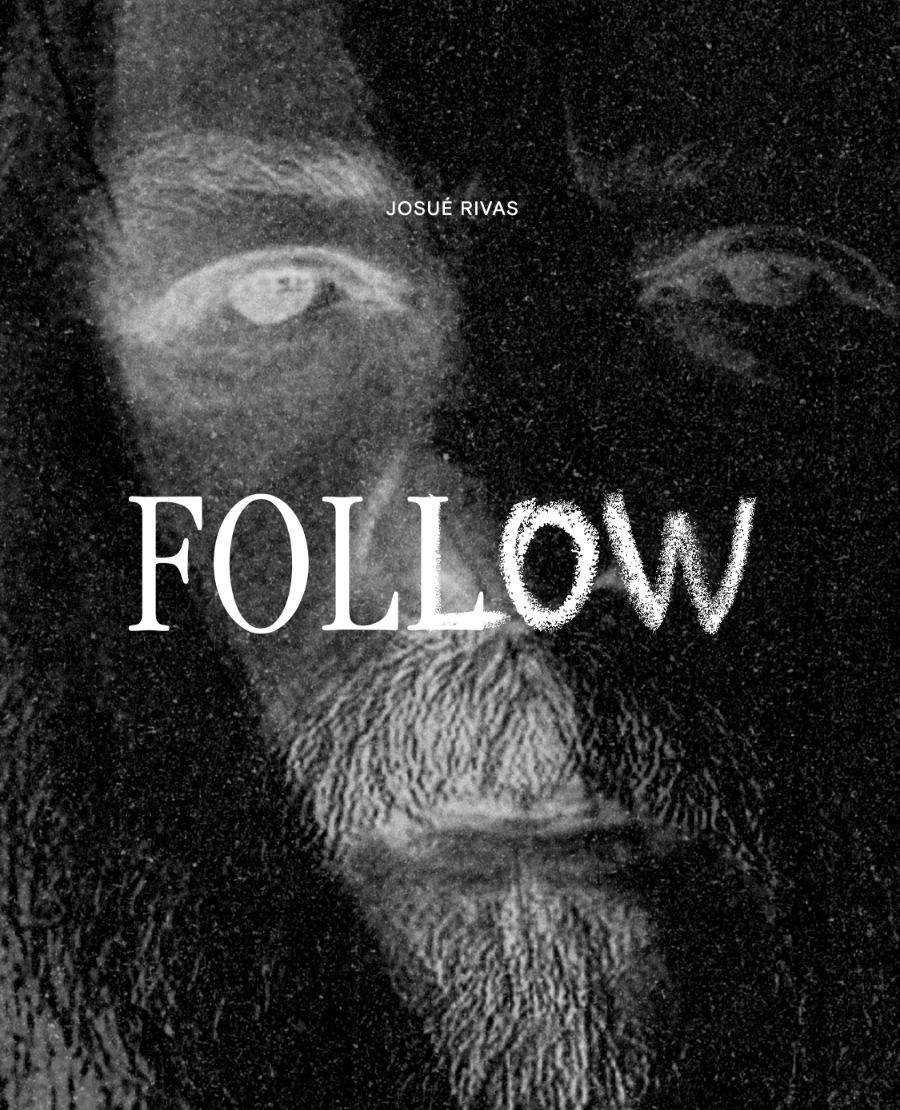 Follow text over face photo